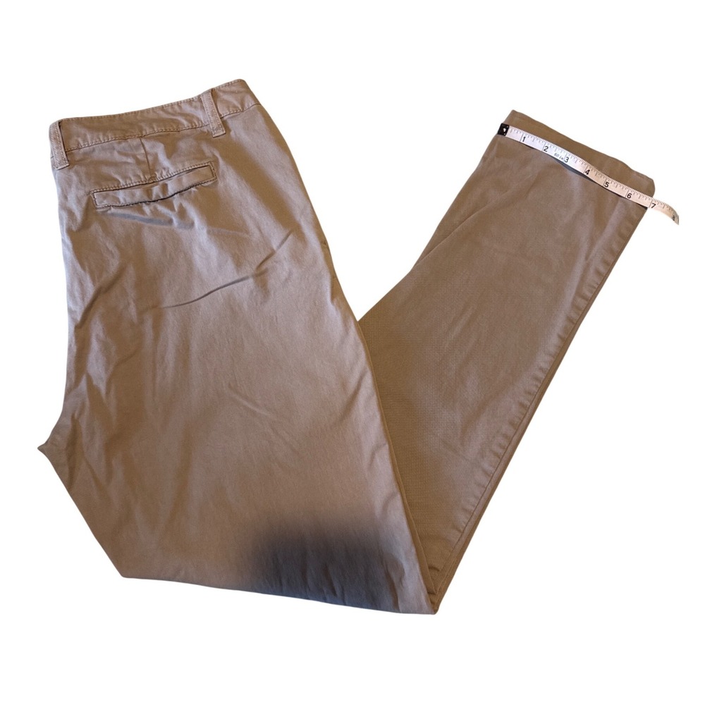 Womens Khaki Chino Pants Slim Tapered Leg Mid Rise Tan Business Casual Trousers